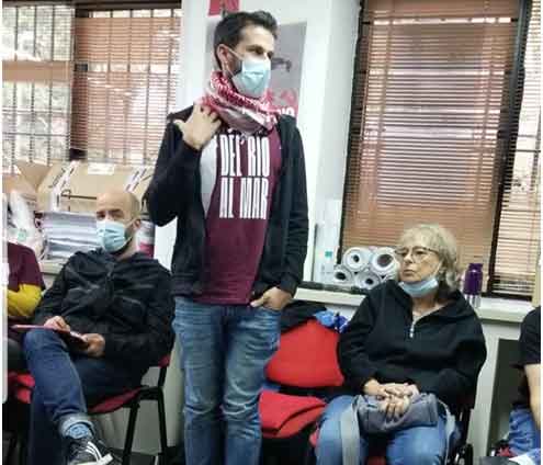 Le Collectif Palestine Vaincra (à droite, l’activiste Liliana Cordova Kaezerginski). (Photo : Masar Badil)