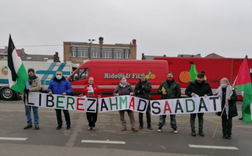 Campagne pour la libération d'Ahmad Sa'adat sur le marché de Chatelineau