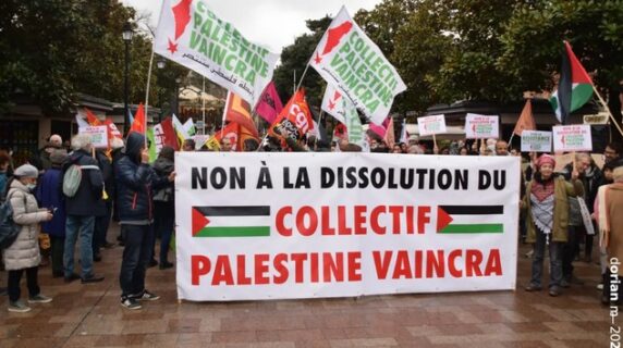 Rassemblement : Non à la dissolution du Collectif Palestine Vaincra