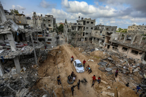 Un quartier de Beit Hanoun, dans le nord de Gaza, après sa destruction lors des bombardements israéliens de mai 2021. (Photo : Mohammed Zaanoun / ActiveStills)