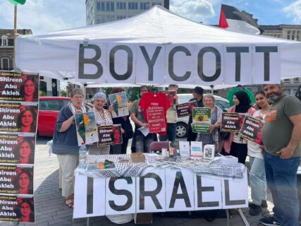 Stand "Justice pour Shireen - boycott Israël" 21 mai Charleroi