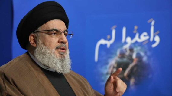 Nasrallah: "Tout travail d’extraction de pétrole ou de gaz du champ de Karish doit cesser !" Photo via Info Alahed