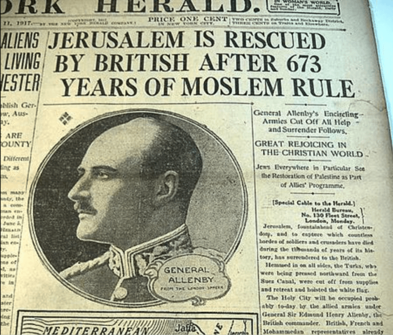 Allenby a pris Jérusalem un mois à peine après ta déclaration un mois à peine après la déclaration de Balfour