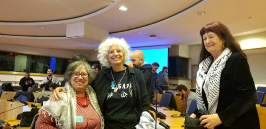 Avec notre amie Fotoula Ioannidis et l'activiste palestinienne Rima Najjar dans le parlement européen