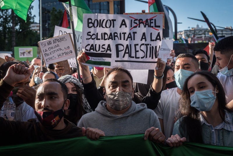 Mai 2021, Barcelone , dans la région de Catalogne, en Espagne : Rassemblement de soutien à la libération de la Palestine.