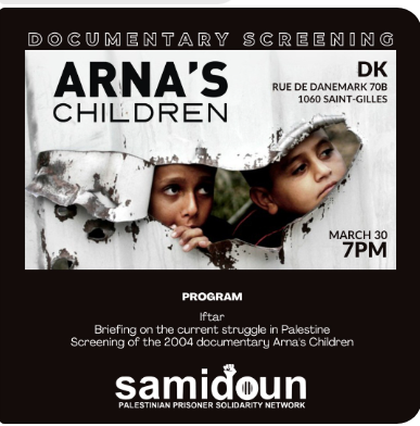 Projection du film "Arna's children" par Samidoun Bruxelles