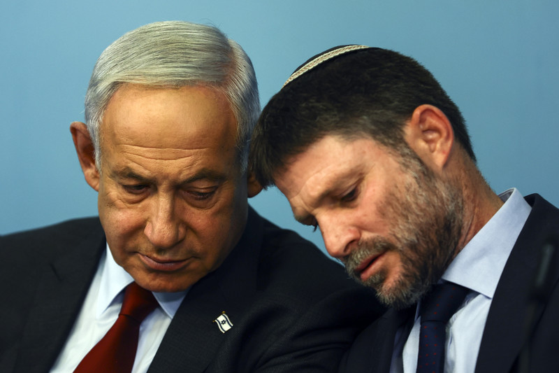 Le Premier ministre israélien Benjamin Netanyahou et son ministre des Finances Bezalel Smotrich 