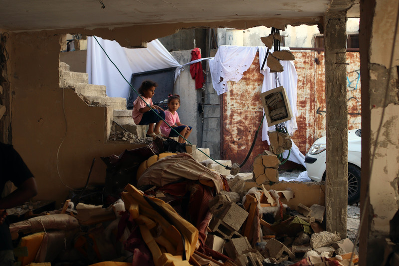 5 juillet 2023. Une maison endommagée du camp de réfugiés de Jénine, après un raid israélien
