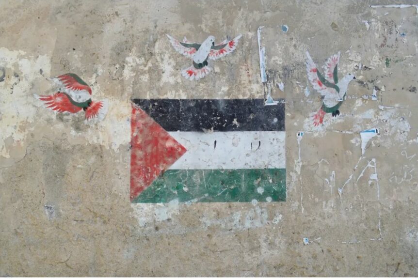 Illustration par Nader Asmar du texte "Emprisonner la Palestine"