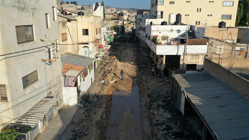 Une rue détruite par l’armée israélienne lors de l’invasion de Jénine le 5 juillet.
