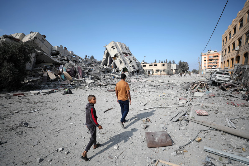 20 octobre 2023. La localité d’Al-Zahra, près de Khan Younis, dans le sud de Gaza, après sa destruction par les frappes aériennes israéliennes