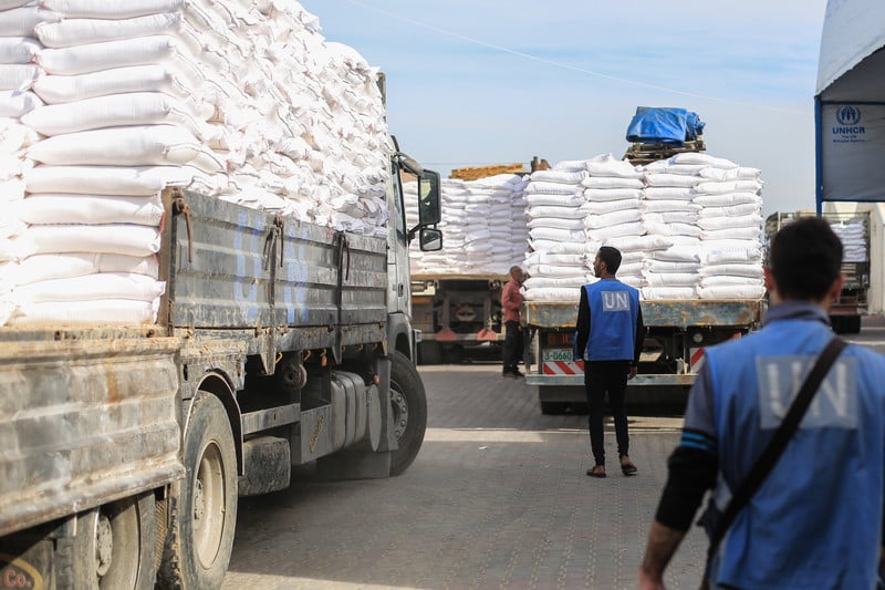 Camions de l’ONU avec aide humanitaire pour Gaza