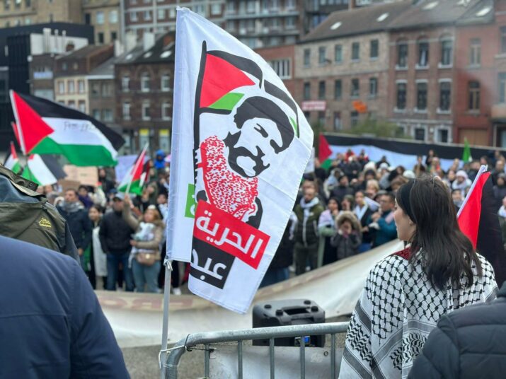 Soutien à Georges Abdallah et à la résistance palestinienne lors d'un rassemblement le 4 novembre 2023 Charleroi