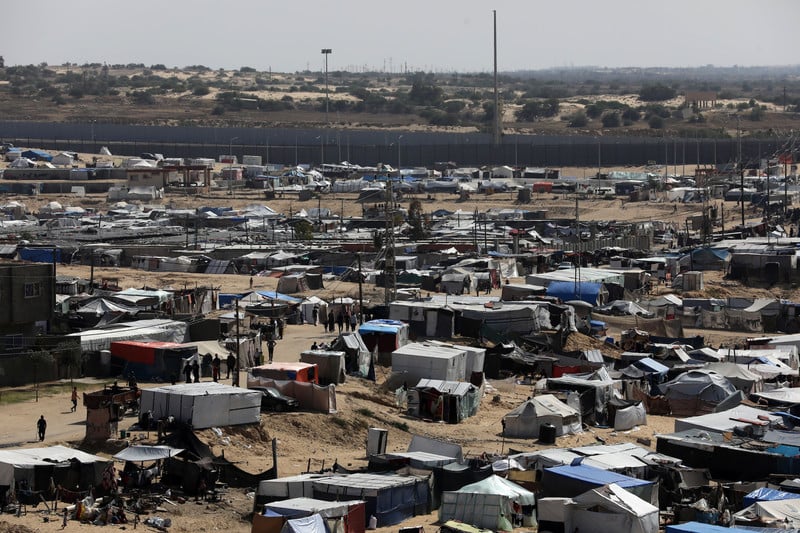 9 mai 2024. Un camp de déplacés internes à Rafah, dans le sud de Gaza, le long de la frontière avec l'Égypte. 