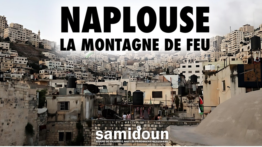 Ibrahim Al Nabulsi est un enfant de Naplouse. Il y nait en 2003, lors de la seconde Intifada. Affiche : Naplouse, la Montagne de Feu