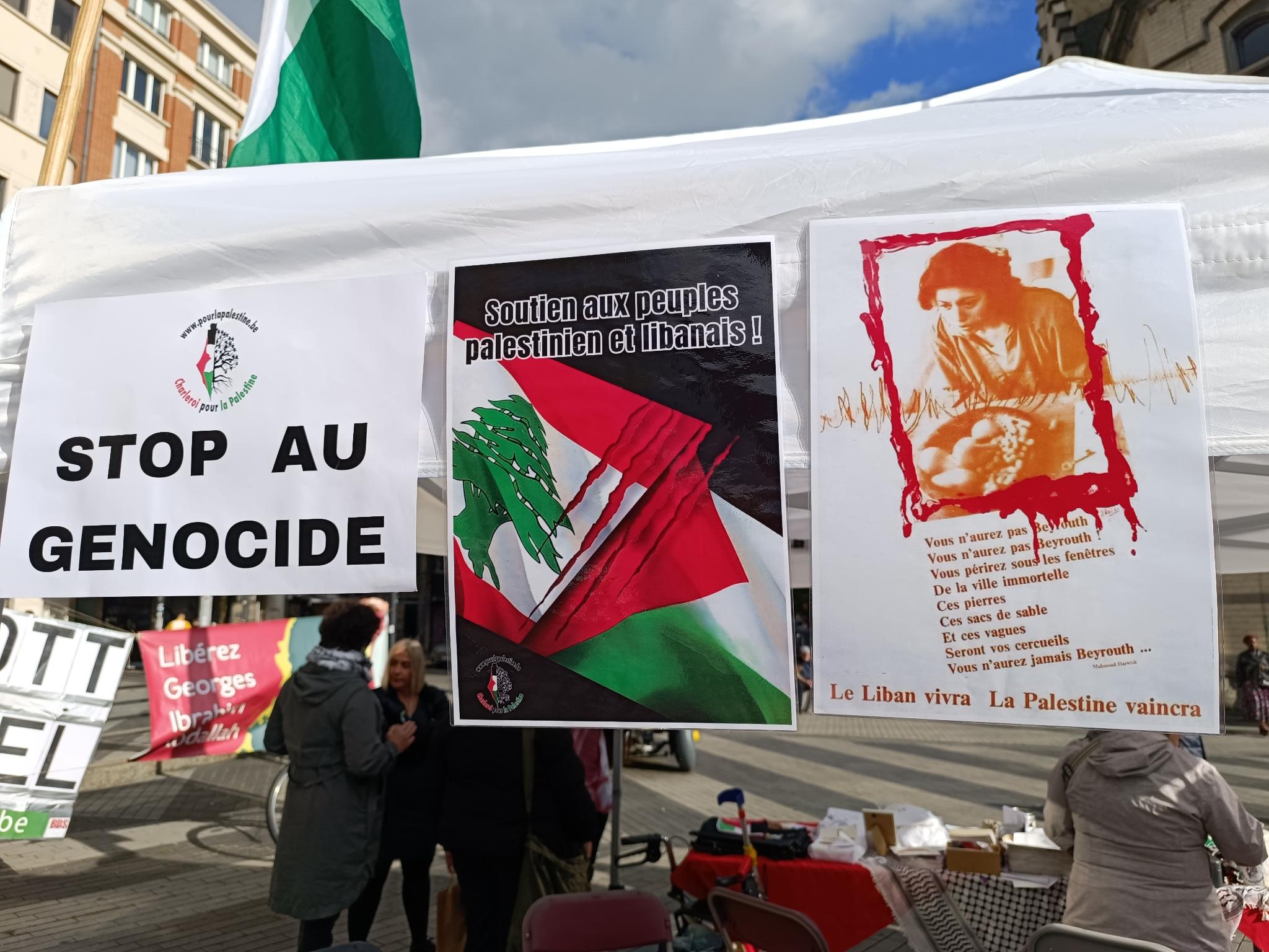 Stop au génocide et à l'agression militaire d'Israël au Liban. Charleroi pour la Palestine.