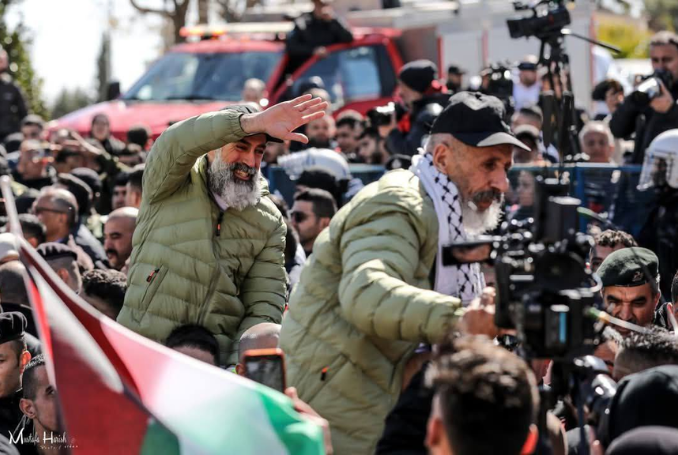 Des prisonniers palestiniens ont été relâchés à Ramallah. (Photo : via médias sociaux, QNN)