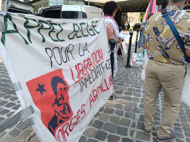 Mobilisation pour la libération de Georges Abdallah et en soutien à la Marche pour Gaza à Charleroi