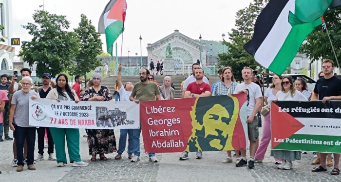 Mobilisation pour la libération de Georges Abdallah et en soutien à la Marche pour Gaza à Charleroi