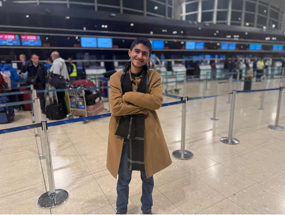 17 avril 2025. Abubaker Abed à l'aéroport Reine-Alia à Amman, en Jordanie. (Photo : avec l'aimable autorisation d'Abubaker Abed)