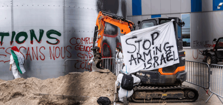 Plus d’un millier de militant·es bloquent et sabotent des entreprises qui livrent des armes à Israël