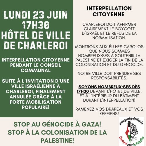 L'agenda militant de Charleroi pour la Palestine
