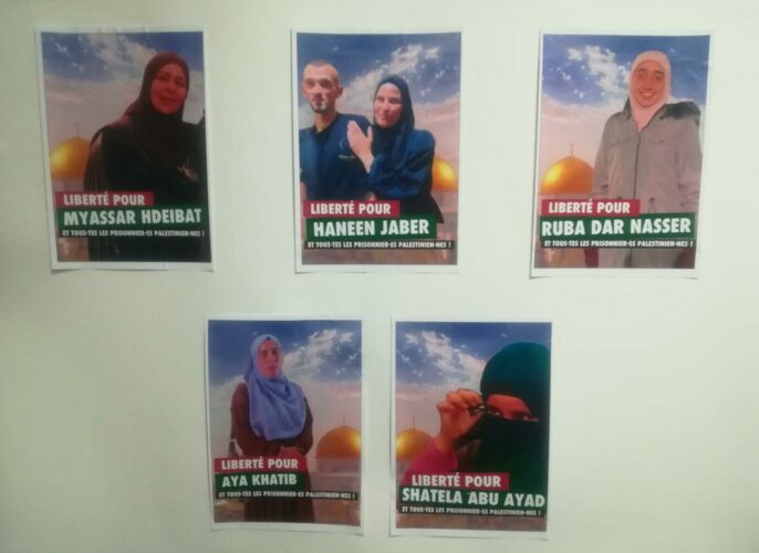 La Plateforme Charleroi-Palestine présente à la Journée d'étude de Vie Féminine. Photo : des femmes actuellement emprisonnées à Damon