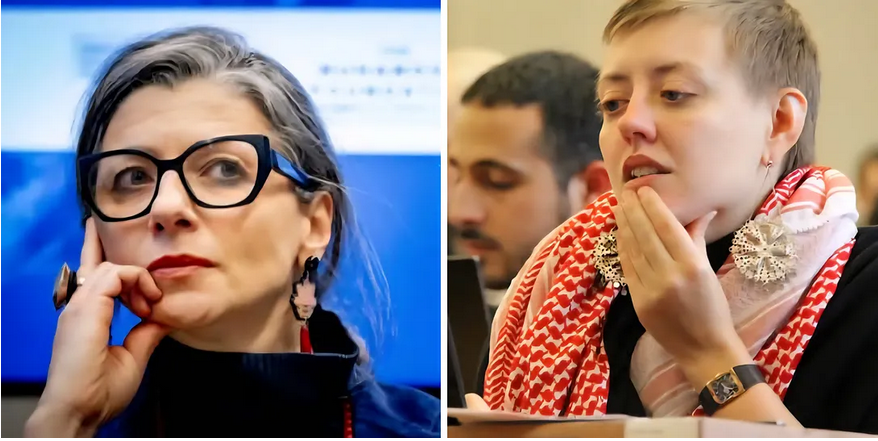Pourquoi mettre un terme à la désignation de « terroriste » est-il juridiquement viable et urgent politiquement ? Photo : Deux femmes, deux fronts : Francesca Albanese (à gauche) et Charlotte Kates – des voix qui défient l'architecture de la criminalisation. 
