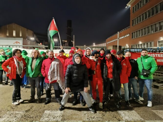 Soutien pour la Palestine au piquet de grève des ouvriers d'Industeel.