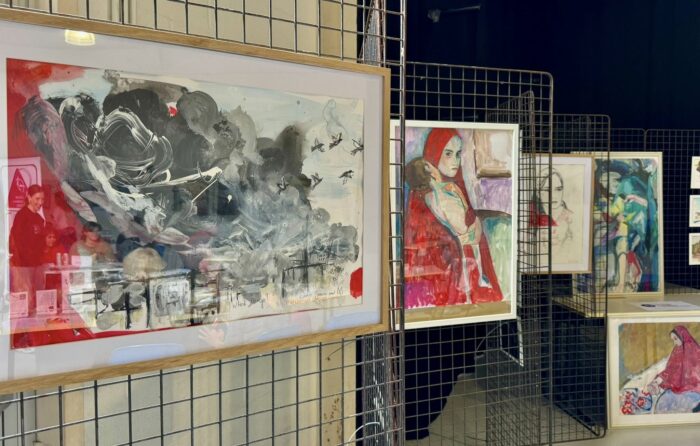 Expo de peintures de Delphine Noels à la Journée Palestine 2026 de la Plateforme Charleroi-Palestine