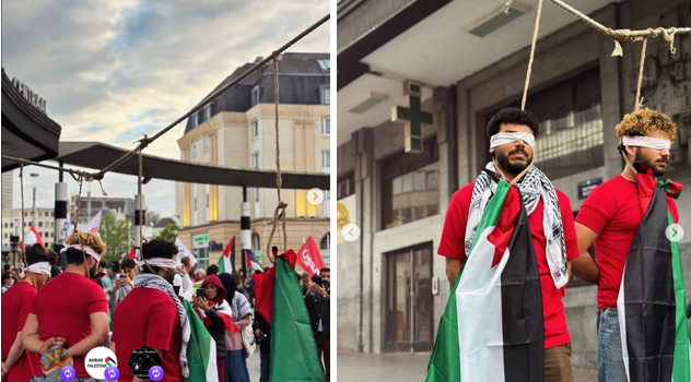Mise en scène de la nouvelle loi de l'état sioniste qui permet l'exécution de prisonnier.e.s palestinien.ne.s