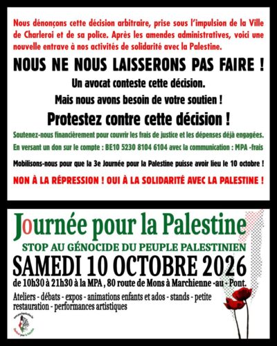 Protestez contre la décision du CA de la MPA à l'initiative de la Ville et de la police de Charleroi !